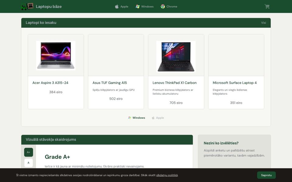 Laptopu bāze mājaslapa